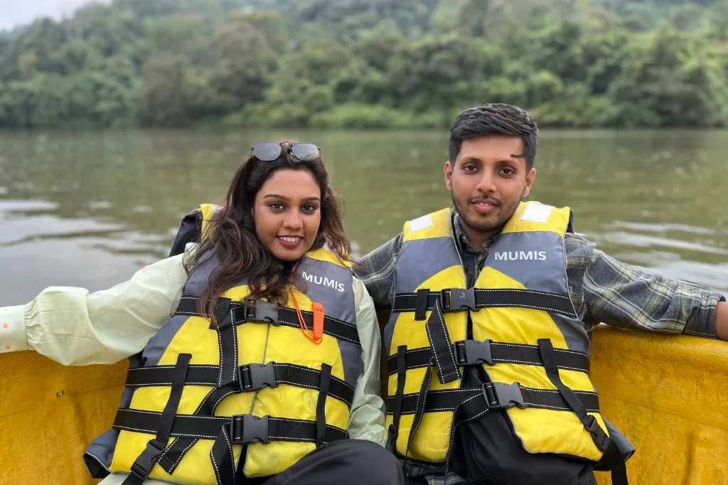 Harsh & Lishita on Boat Ride in Sengulam Dam, Munnar